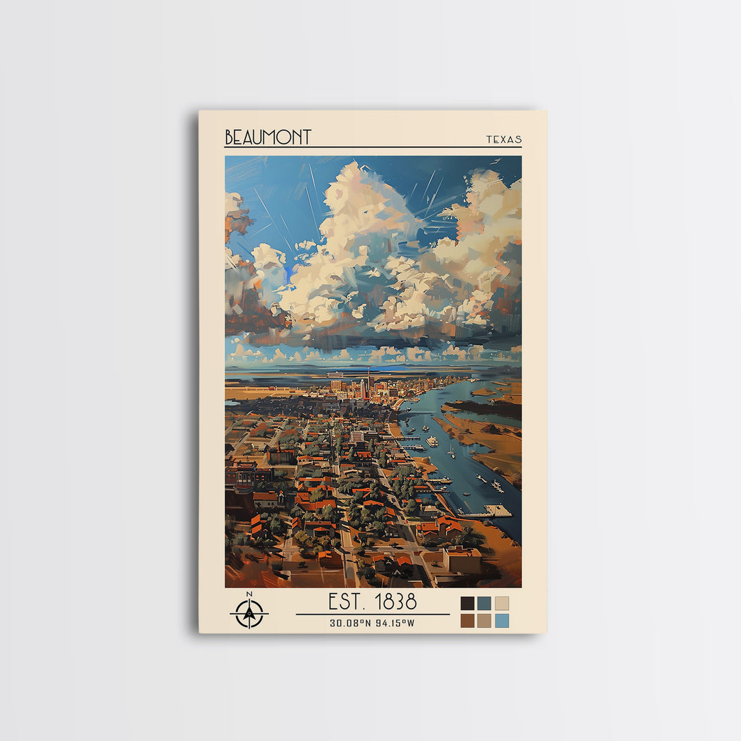 Beaumont Travel Poster, Canvas Print, City Travel Poster, Vintage City Poster, Minimalist Poster, Fine Art Print, Vintage Travel Art