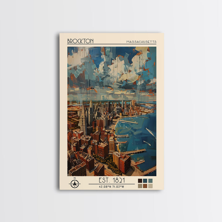 Brockton Travel Poster, Canvas Print, Travel Wall Art, City Wall Art, Wanderlust Gift, Fine Art Print, Wall Art, Vintage City Poster
