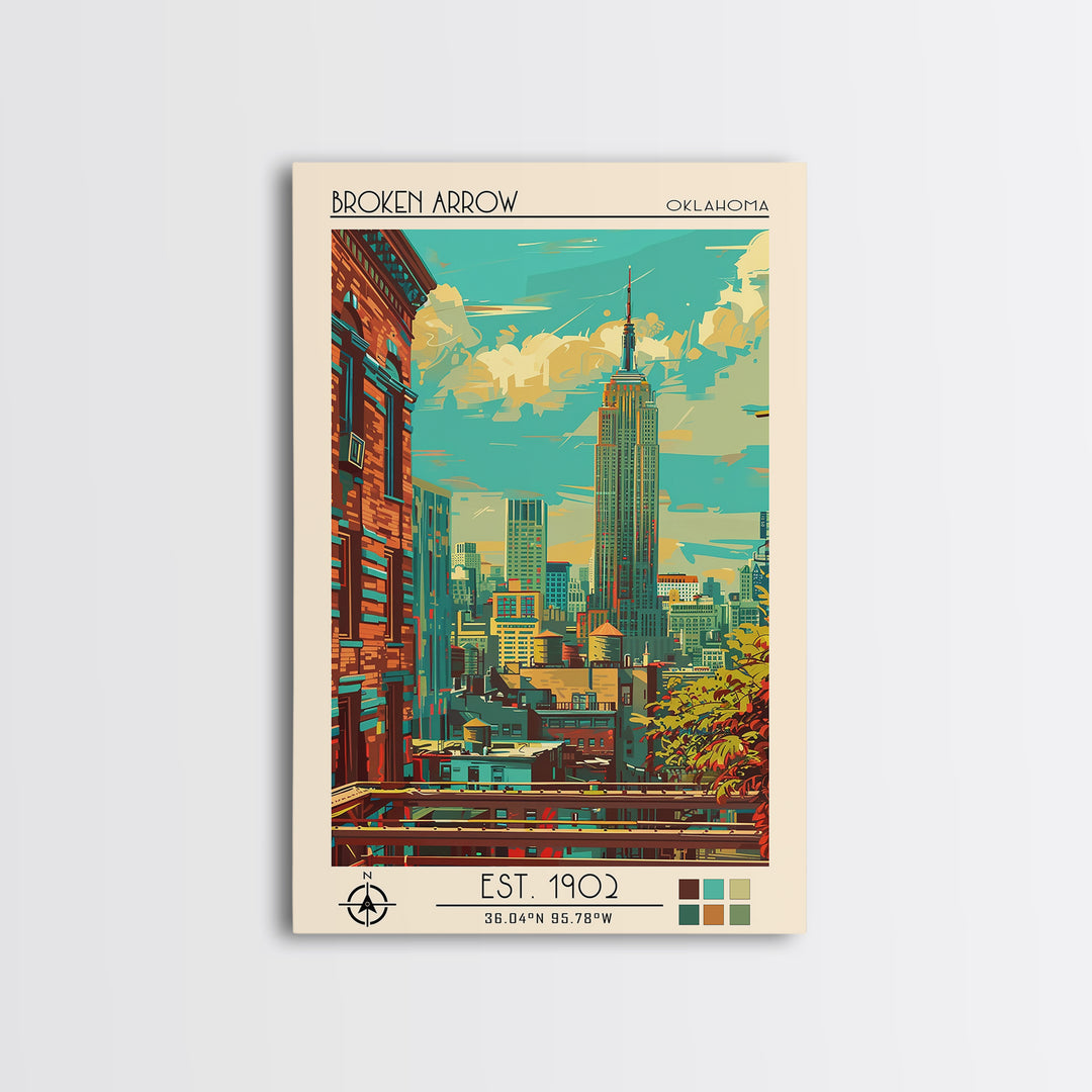 Broken Arrow Travel Poster, Canvas Print, Retro Travel Poster, City Wall Art, Poster Art, Travel Wall Art, Art Print, Retro Wall Art