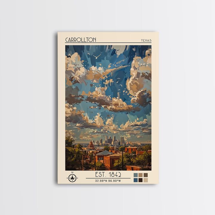 Carrollton Travel Poster, Framed Canvas Print, Travel Prints, Landscape Art, Vintage City Poster, Vintage Travel Print, Poster Print