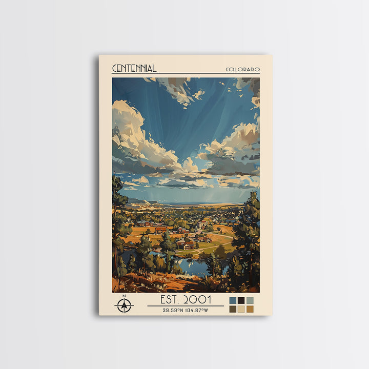 Centennial Travel Poster, Canvas Print, City Travel Poster, Vintage City Poster, Living Room Wall Art, Poster Print, Vintage Posters