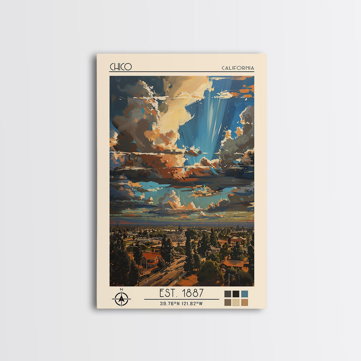 Chico Travel Poster, Canvas Print, City Travel Poster, Travel Wall Decor, City Wall Art, Modern Wall Decor, Wall Art, City Art Print