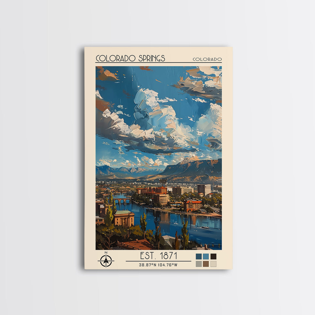 Colorado Springs Travel Poster, Canvas Print, City Art Print, Travel Wall Art, Colorful Wall Art, City Travel Poster, Retro Wall Art