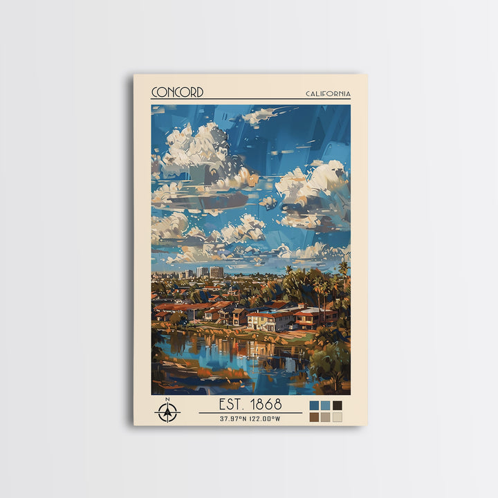 Concord Travel Poster, Framed Canvas Print, City Travel Poster, Travel Wall Art, Living Room Wall Art, Landscape Art, City Art Print