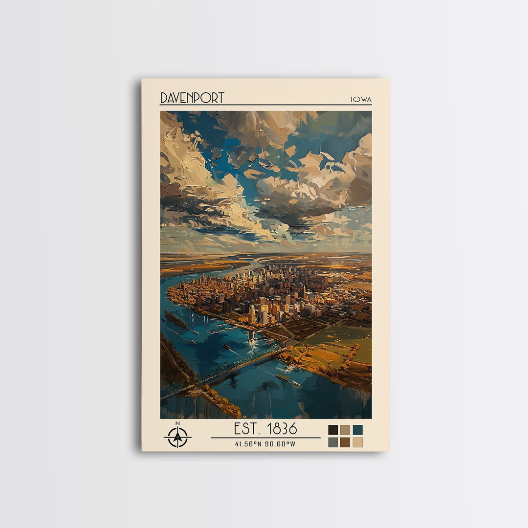 Davenport Travel Poster, Framed Canvas Print, Poster Print, Travel Wall Art, Retro Travel Poster, Wanderlust Gift, Minimalist Poster