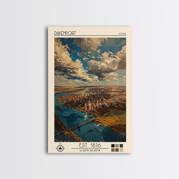 Davenport Travel Poster, Framed Canvas Print, Poster Print, Travel Wall Art, Retro Travel Poster, Wanderlust Gift, Minimalist Poster