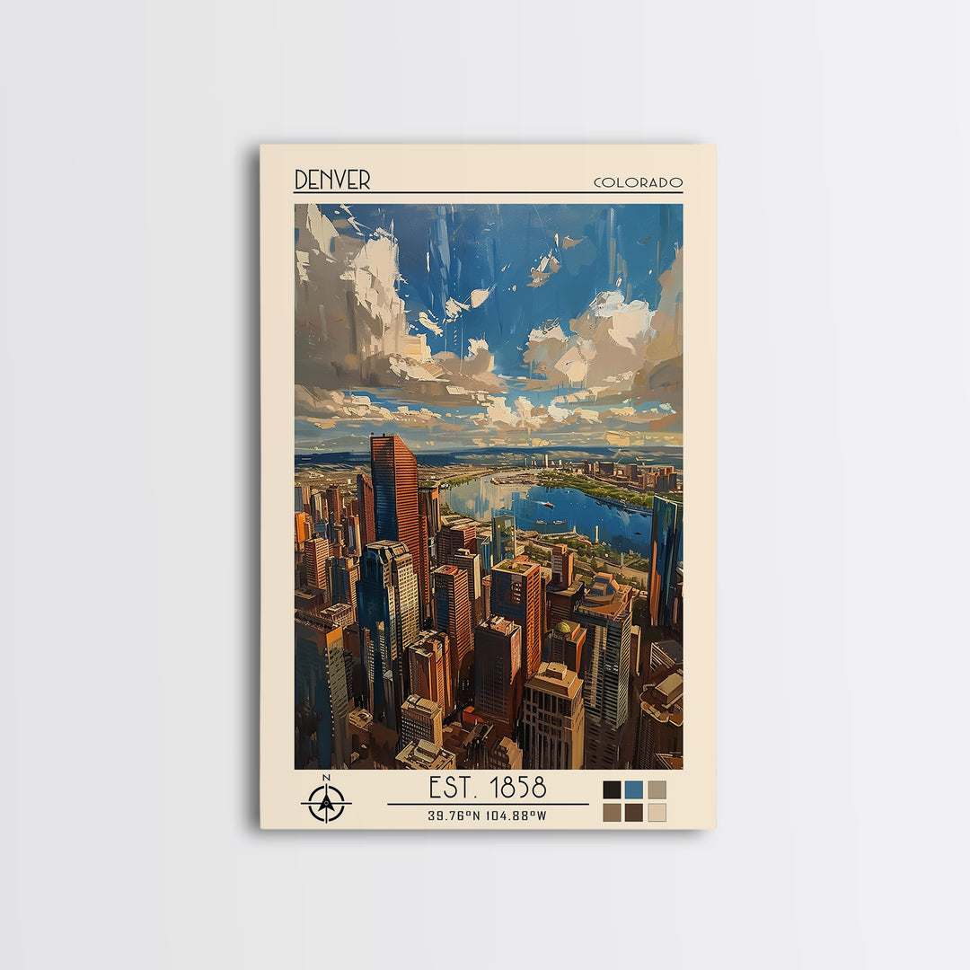 Denver Travel Poster, Framed Canvas Print, City Travel Poster, Travel Wall Art, City Art Print, Minimalist Poster, Home Office Decor