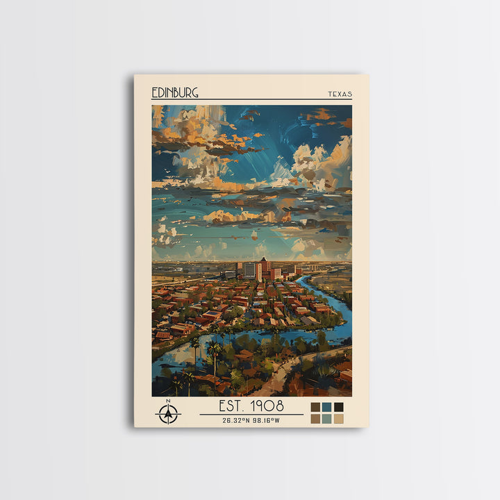 Edinburg Travel Poster, Framed Canvas Print, City Art Print, Travel Wall Art, Landscape Art, City Travel Poster, Vintage City Poster