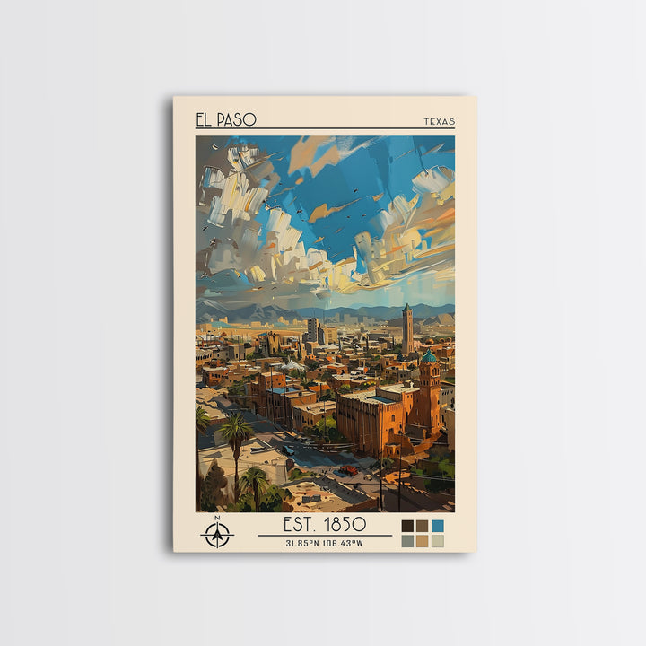 El Paso Travel Poster, Canvas Print, City Travel Poster, Vintage City Poster, Vintage Travel Art, Living Room Wall Art, Poster Print