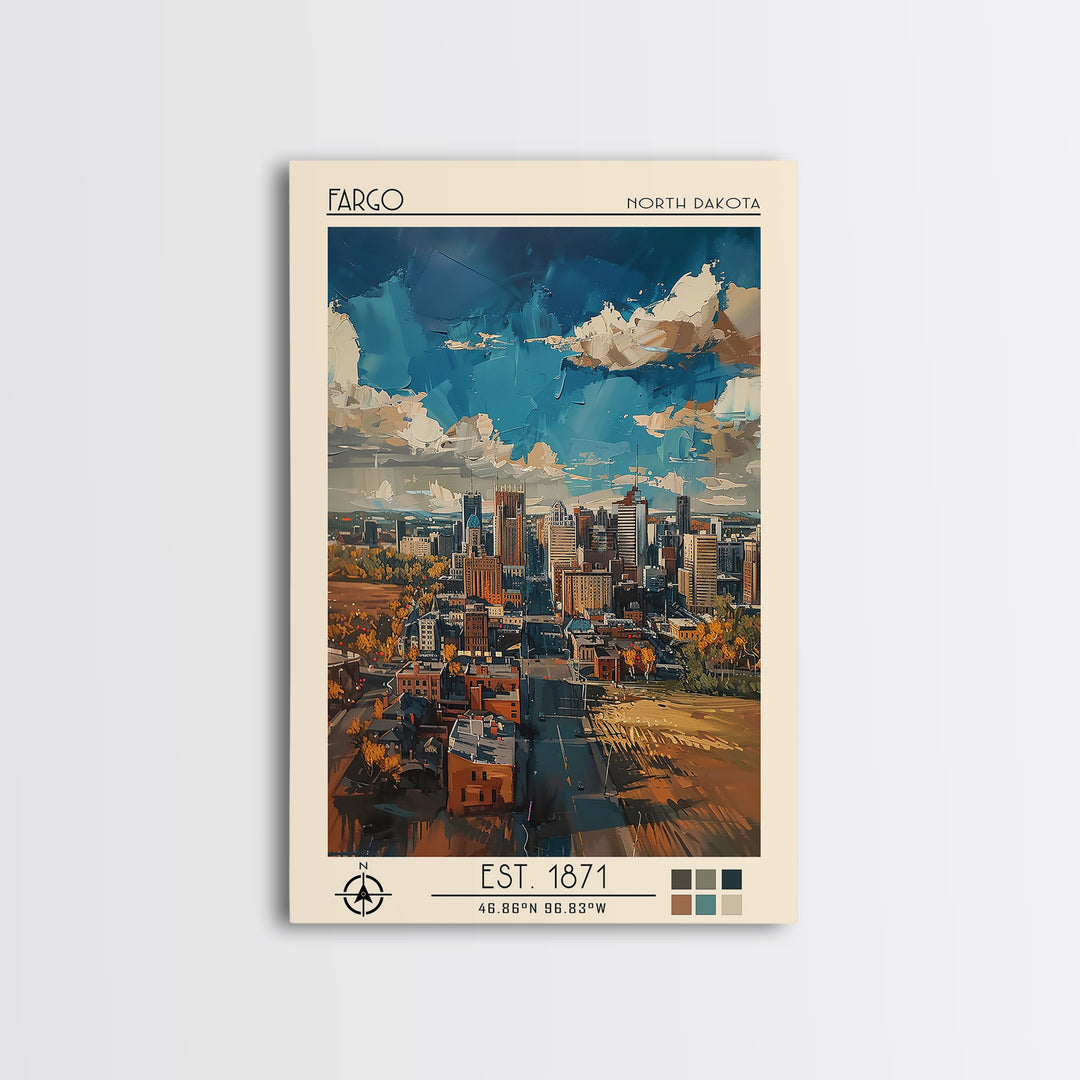 Fargo Travel Poster, Canvas Print, City Travel Poster, Travel Wall Art, Retro Wall Art, Gallery Wall Set, Travel Posters, Poster Art