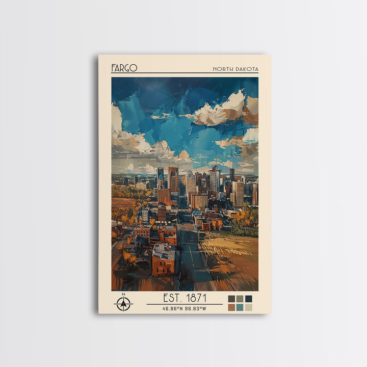 Fargo Travel Poster, Canvas Print, City Travel Poster, Travel Wall Art, Retro Wall Art, Gallery Wall Set, Travel Posters, Poster Art