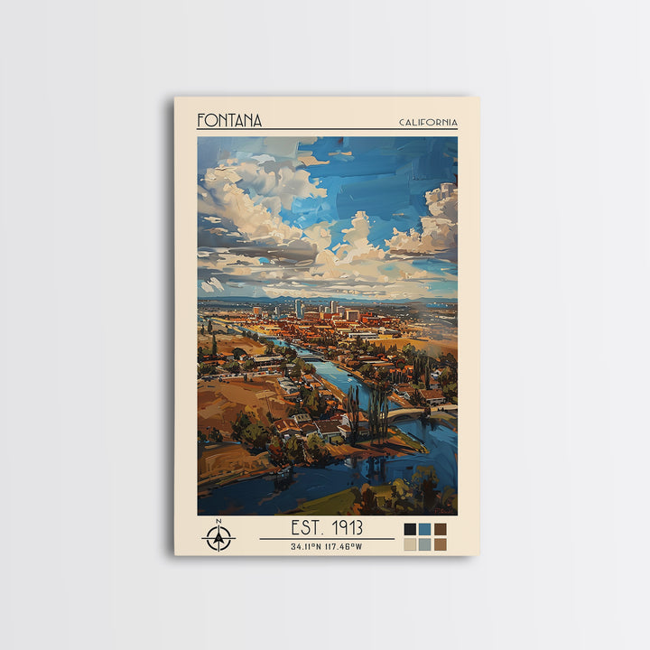Fontana Travel Poster, Canvas Print, City Travel Poster, Vintage City Poster, City Art Print, Retro Travel Poster, City Illustration