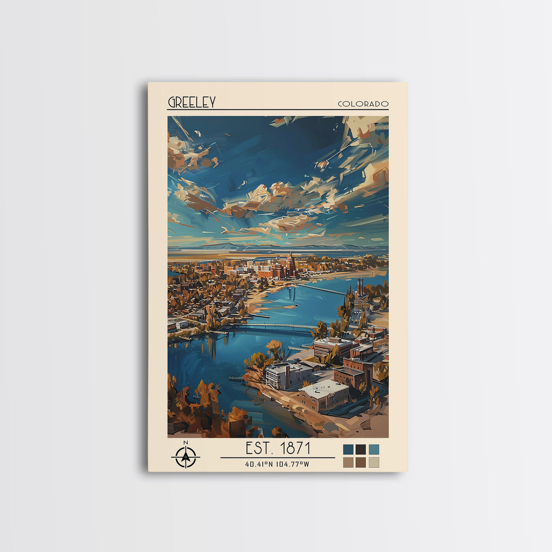 Greeley Travel Poster, Canvas Print, Travel Art Print, Modern Wall Decor, Travel Prints, City Art Print, Travel Wall Decor, Wall Art