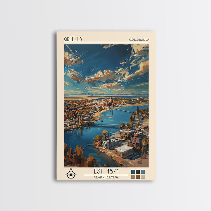 Greeley Travel Poster, Canvas Print, Travel Art Print, Modern Wall Decor, Travel Prints, City Art Print, Travel Wall Decor, Wall Art