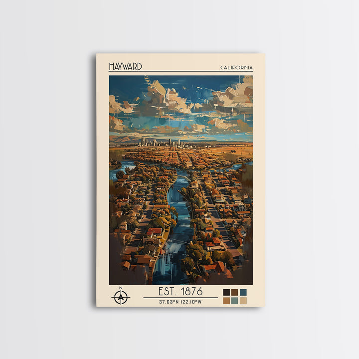 Hayward Travel Poster, Canvas Print, Retro Wall Art, Travel Print, Wanderlust Gift, Vintage City Poster, Gallery Wall Set, Art Print