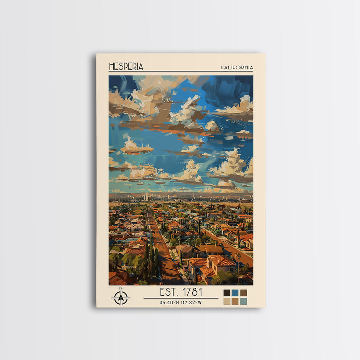 Hesperia Travel Poster, Canvas Print, City Art Print, Travel Wall Art, City Wall Art, Retro Wall Art, Travel Print, Gallery Wall Set