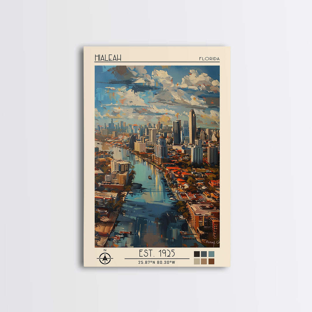 Hialeah Travel Poster, Canvas Print, Poster Print, Travel Wall Art, Vintage Travel, Retro Wall Art, City Travel Poster, Travel Print