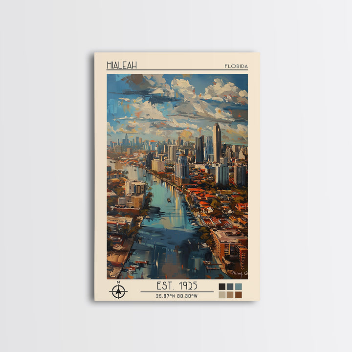 Hialeah Travel Poster, Canvas Print, Poster Print, Travel Wall Art, Vintage Travel, Retro Wall Art, City Travel Poster, Travel Print