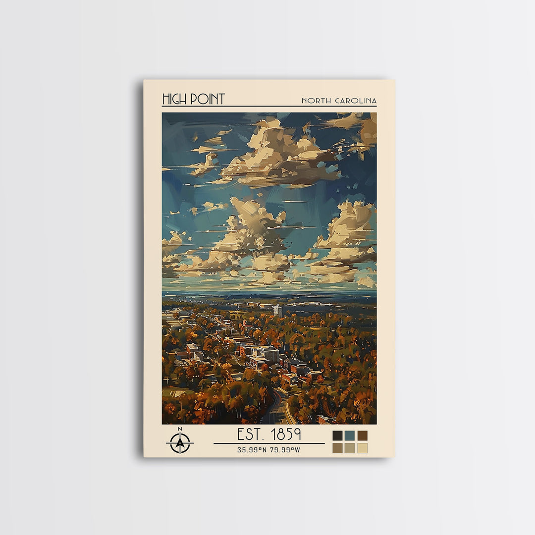 High Point Travel Poster, Canvas Print, Vintage Travel Print, City Wall Art, Living Room Wall Art, Vintage Posters, Gallery Wall Set
