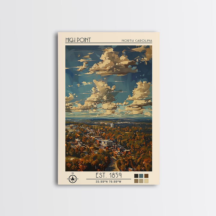 High Point Travel Poster, Canvas Print, Vintage Travel Print, City Wall Art, Living Room Wall Art, Vintage Posters, Gallery Wall Set