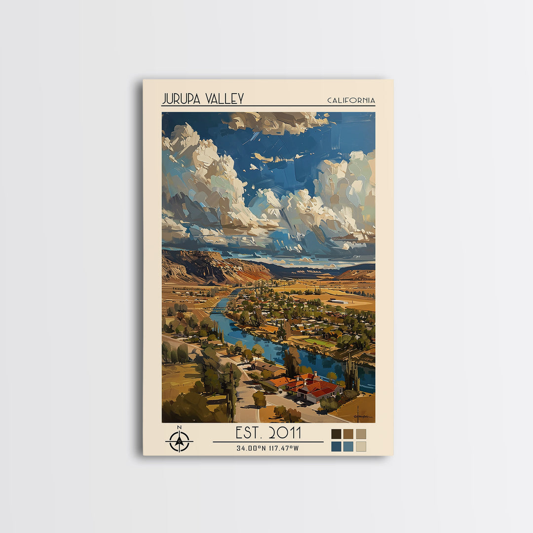 Jurupa Valley Travel Poster, Framed Canvas Print, City Travel Poster, Travel Wall Art, Fine Art Print, Colorful Wall Art, Poster Art