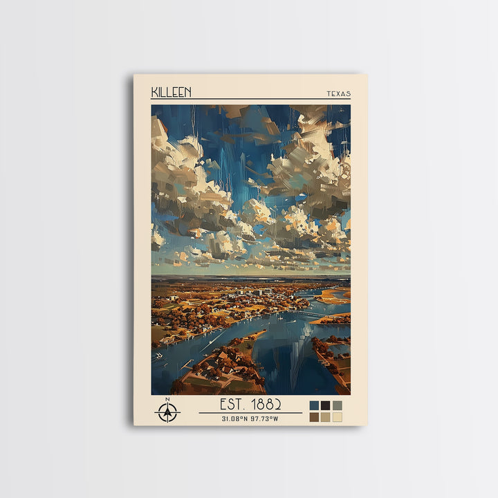 Killeen Travel Poster, Framed Canvas Print, City Travel Poster, Vintage City Poster, Retro Travel Poster, Poster Art, Vintage Travel