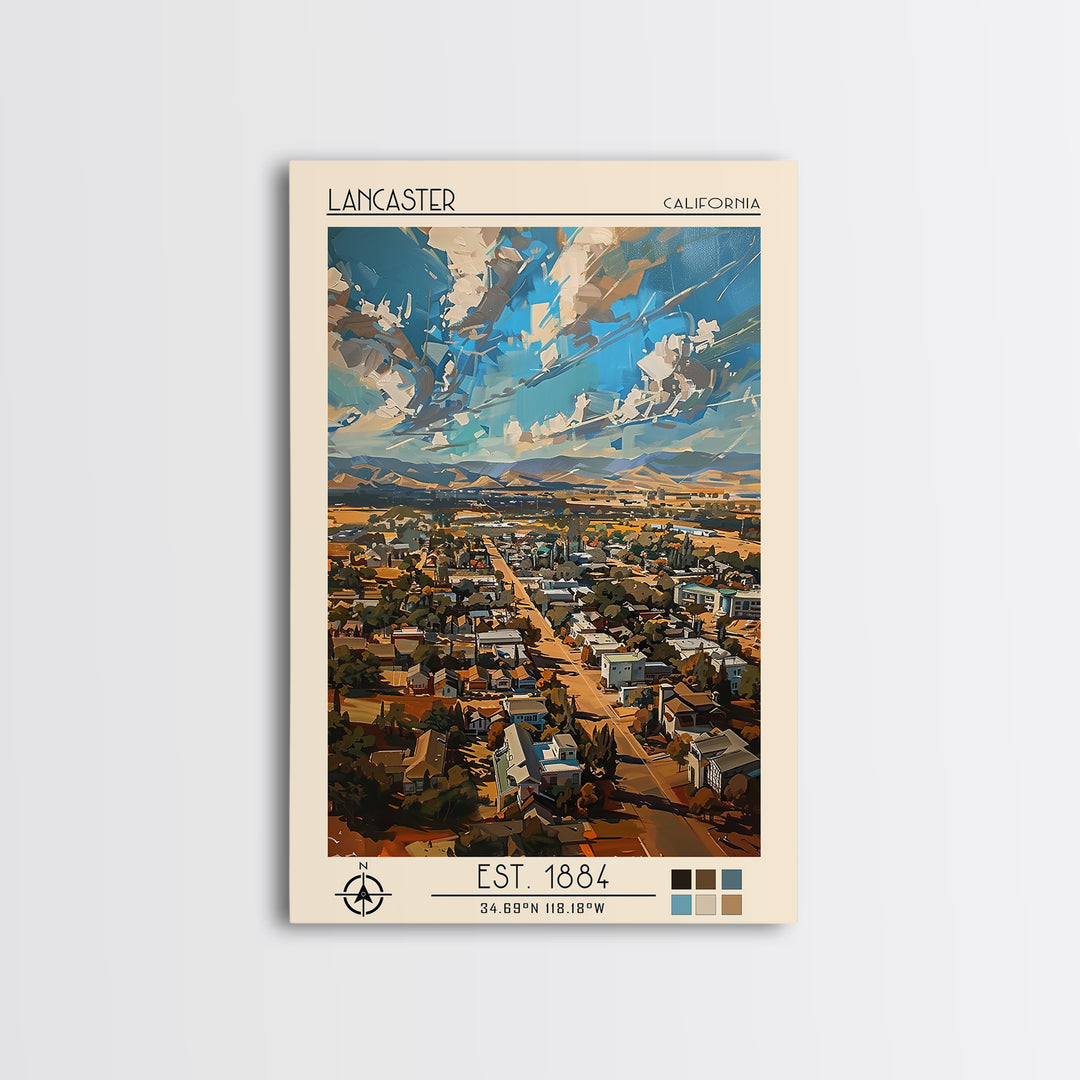 Lancaster Travel Poster, Canvas Print, Travel Wall Decor, Minimalist Poster, Poster Art, Retro Travel Print, Wall Art, Travel Prints