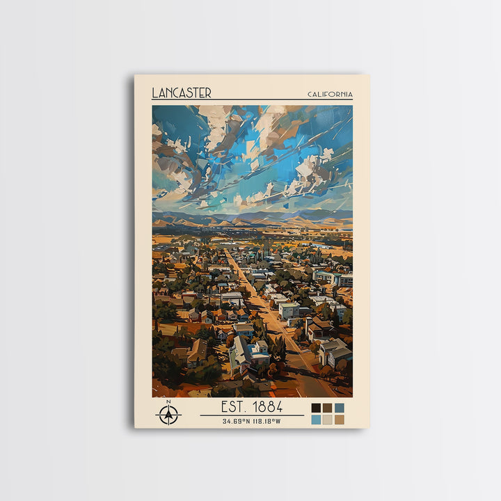 Lancaster Travel Poster, Canvas Print, Travel Wall Decor, Minimalist Poster, Poster Art, Retro Travel Print, Wall Art, Travel Prints