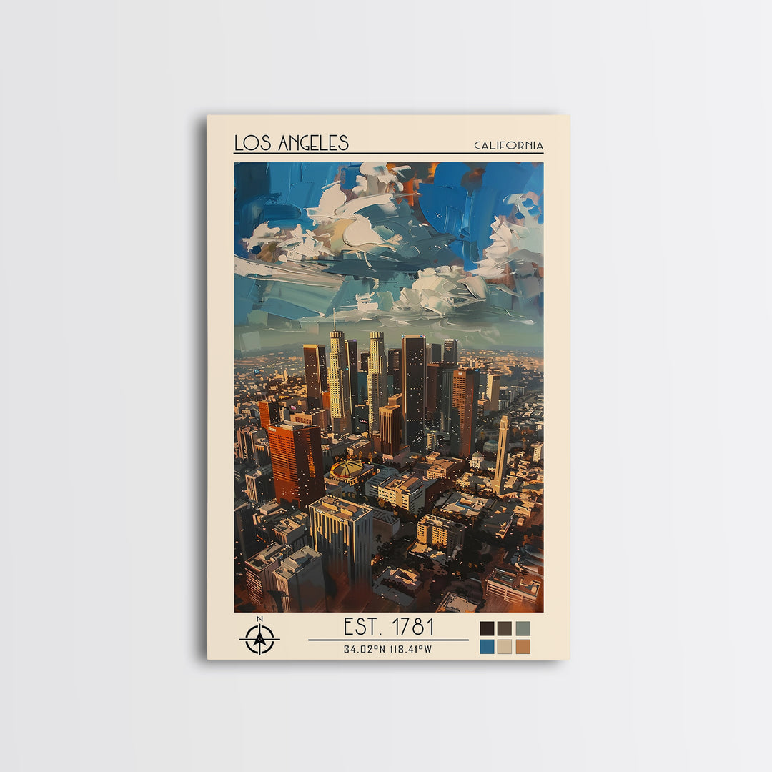 Los Angeles Travel Poster, Canvas Print, Retro Travel Poster, City Wall Art, Vintage Travel Art, Mid Century Wall Art, Travel Prints