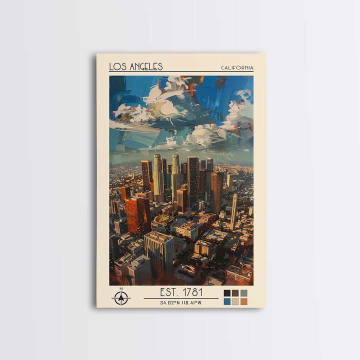 Los Angeles Travel Poster, Canvas Print, Retro Travel Poster, City Wall Art, Vintage Travel Art, Mid Century Wall Art, Travel Prints