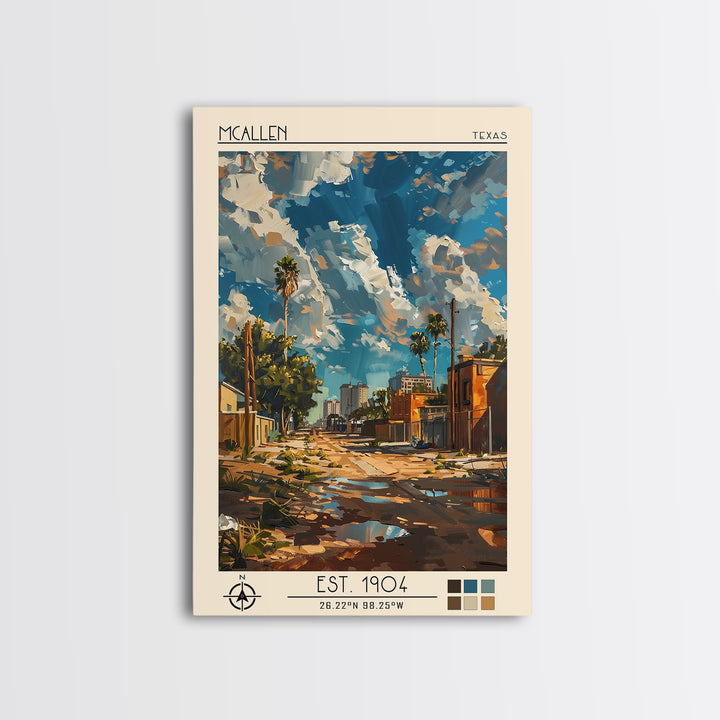 McAllen Travel Poster, Canvas Print, Retro Travel Poster, City Wall Art, City Travel Poster, Mid Century Wall Art, City Illustration
