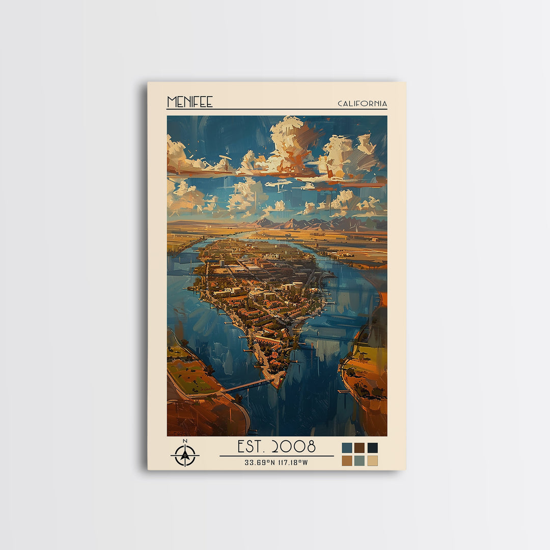 Menifee Travel Poster, Canvas Print, Travel Wall Decor, Minimalist Poster, City Wall Art, Poster Print, Modern Wall Decor, Art Print