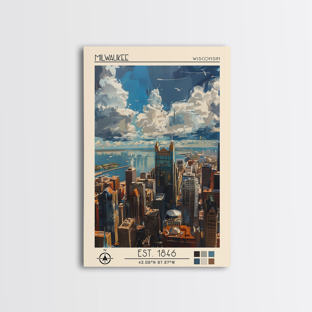 Milwaukee Travel Poster, Canvas Print, Travel Wall Art, City Wall Art, Vintage Travel Print, Retro Travel Print, Retro Travel Poster