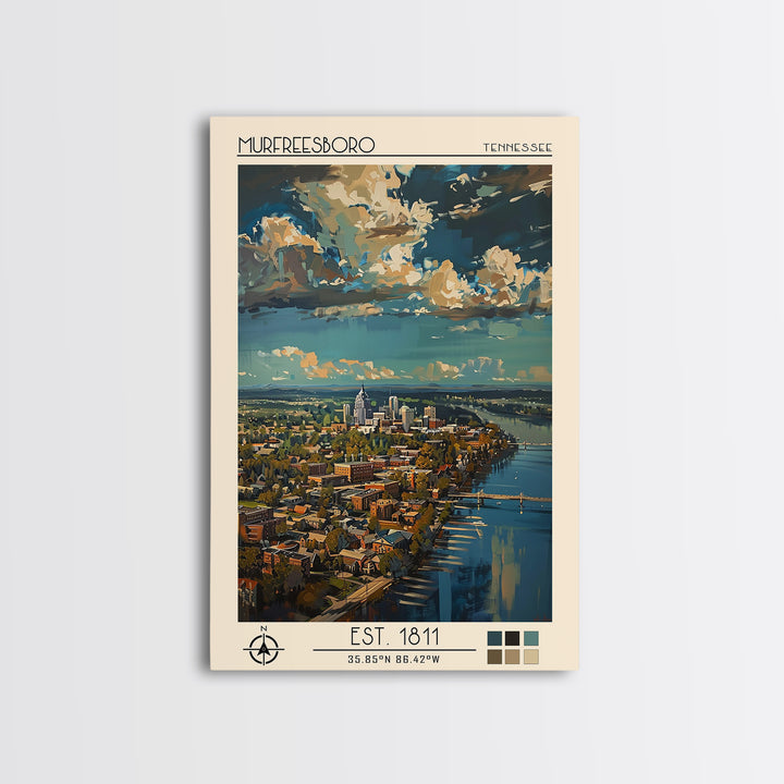 Murfreesboro Travel Poster, Canvas Print, Poster Print, Travel Wall Art, Vintage Travel Art, Living Room Wall Art, City Illustration