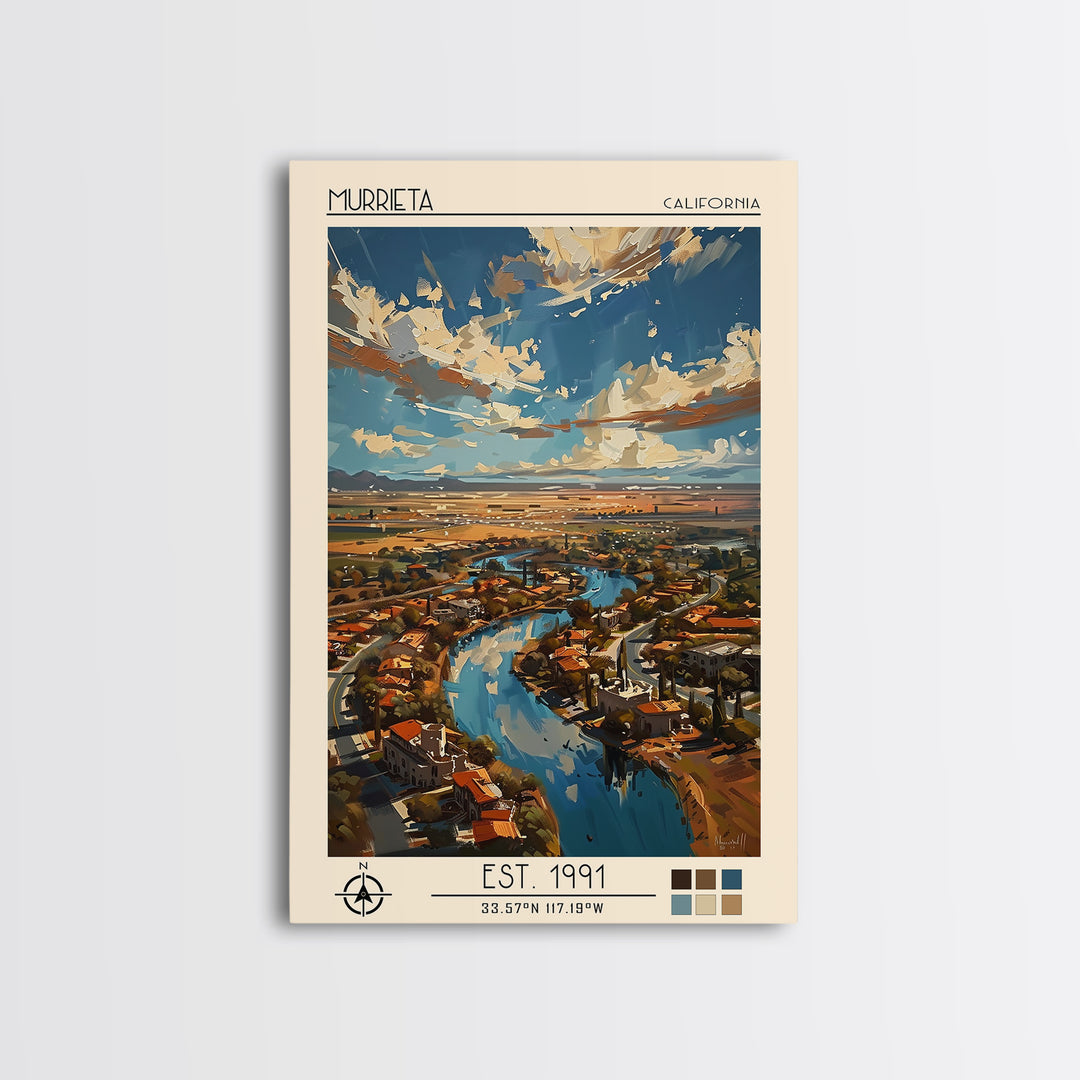 Murrieta Travel Poster, Canvas Print, Retro Wall Art, Travel Print, City Illustration, City Travel Poster, Art Print, Vintage Poster