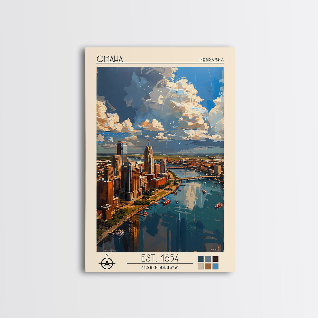 Omaha Travel Poster, Canvas Print, City Art Print, Travel Wall Art, Poster Print, Vintage Posters, City Travel Poster, Landscape Art