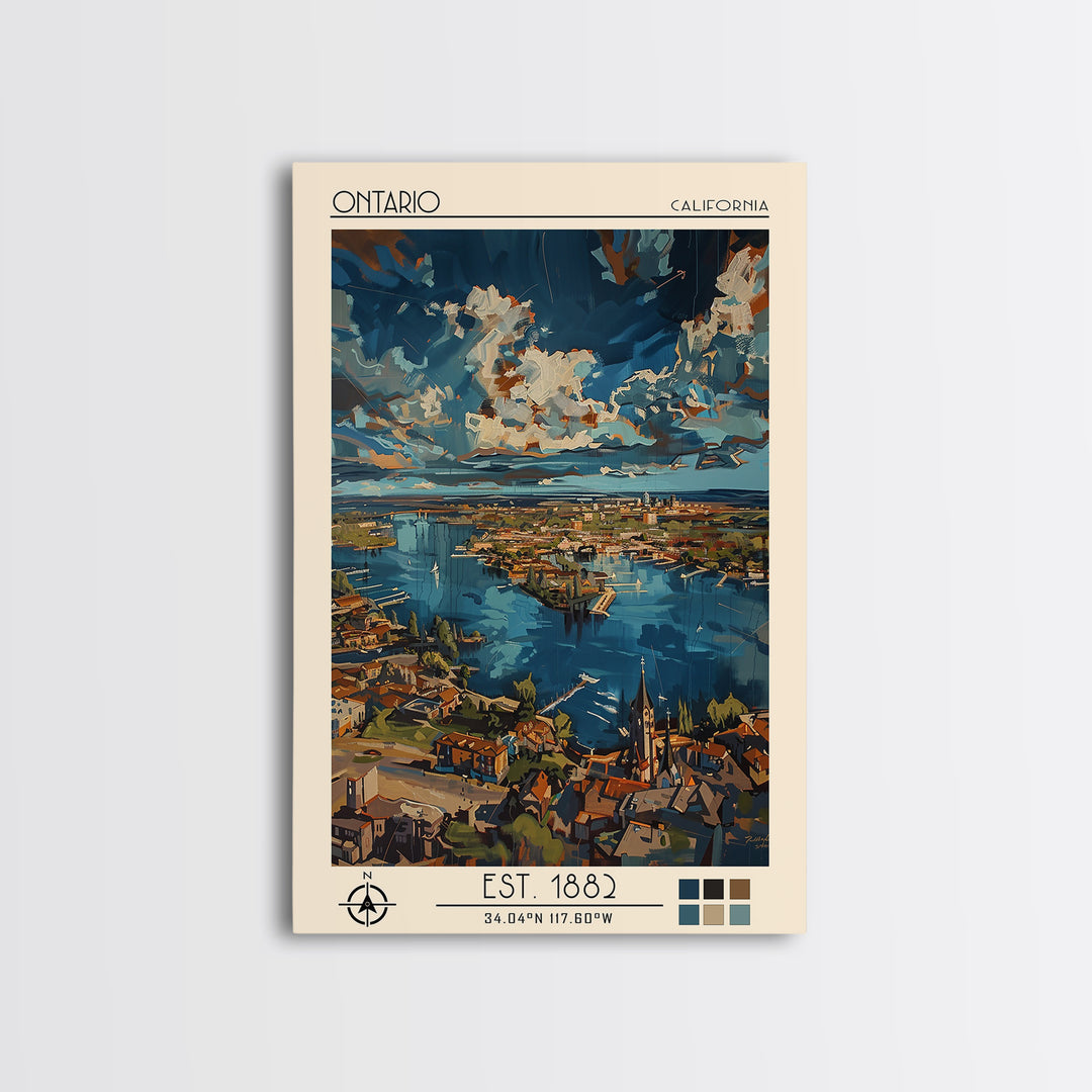 Ontario Travel Poster, Framed Canvas Print, Poster Print, Travel Wall Art, Art Print, Wall Art, Travel Wall Decor, City Illustration