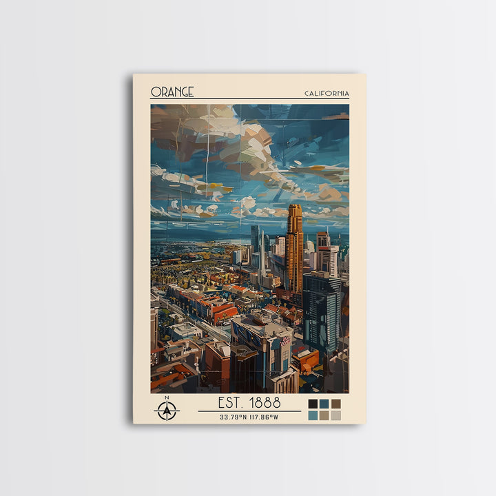 Orange Travel Poster, Canvas Print, Retro Travel Poster, City Wall Art, Vintage Travel, Travel Wall Art, Landscape Art, Poster Print