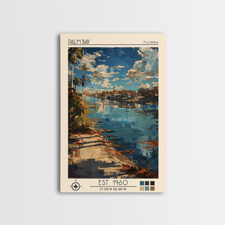 Palm Bay Travel Poster, Canvas Print, City Art Print, Travel Wall Art, Travel Prints, Minimalist Poster, Poster Art, Wanderlust Gift