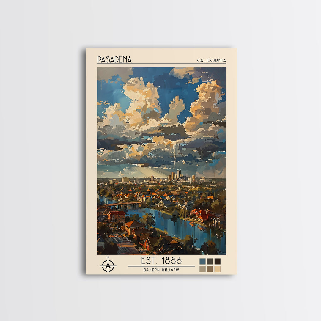 Pasadena Texas Travel Poster, Framed Canvas Print, Poster Print, Travel Wall Art, Retro Travel Poster, Art Print, City Travel Poster