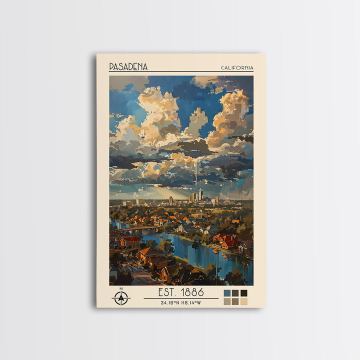 Pasadena Texas Travel Poster, Framed Canvas Print, Poster Print, Travel Wall Art, Retro Travel Poster, Art Print, City Travel Poster