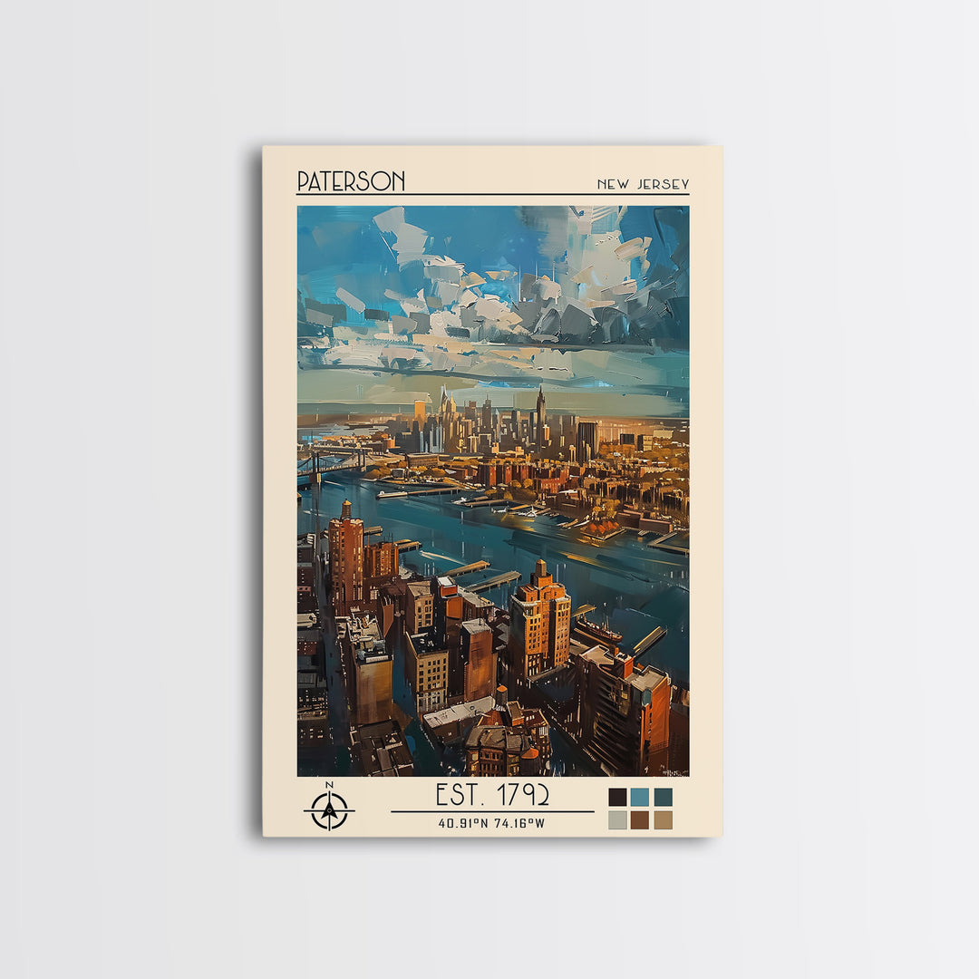 Paterson Travel Poster, Canvas Print, Travel Prints, Landscape Art, Travel Art Print, Gallery Wall Set, City Art Print, Poster Print