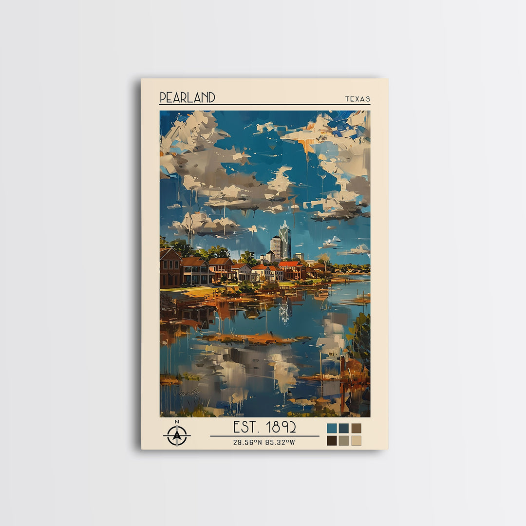 Pearland Travel Poster, Framed Canvas Print, City Travel Poster, Vintage City Poster, Vintage Poster, Travel Wall Art, Travel Prints