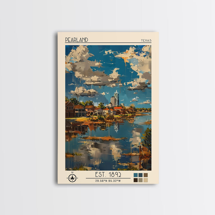 Pearland Travel Poster, Framed Canvas Print, City Travel Poster, Vintage City Poster, Vintage Poster, Travel Wall Art, Travel Prints