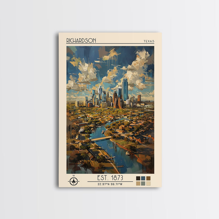 Richardson Travel Poster, Canvas Print, City Travel Poster, Vintage City Poster, Travel Art Print, Fine Art Print, Minimalist Poster