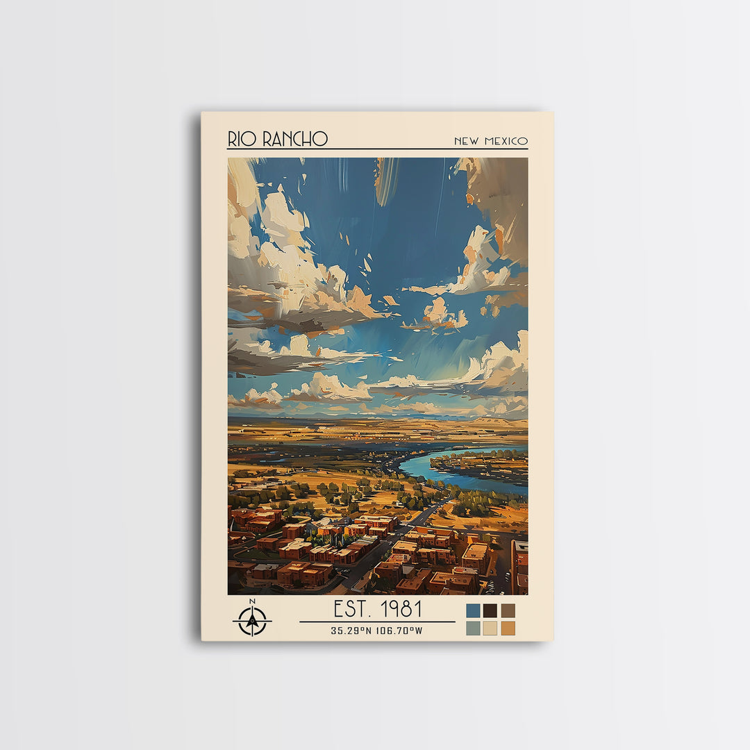 Rio Rancho Travel Poster, Framed Canvas Print, Travel Wall Decor, Minimalist Poster, Landscape Art, Travel Decor, City Travel Poster