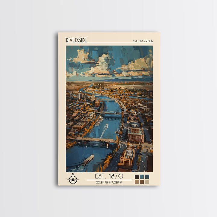 Riverside Travel Poster, Canvas Print, Travel Wall Decor, Minimalist Poster, Home Decor, City Wall Art, Art Print, Home Office Decor