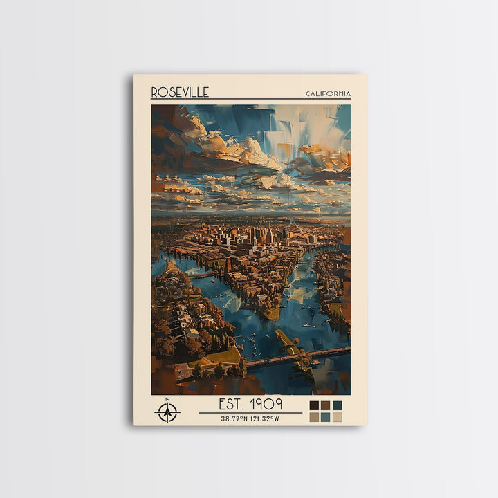Roseville Travel Poster, Canvas Print, City Art Print, Travel Wall Art, Mid Century Wall Art, Travel Posters, Wall Art, Travel Print