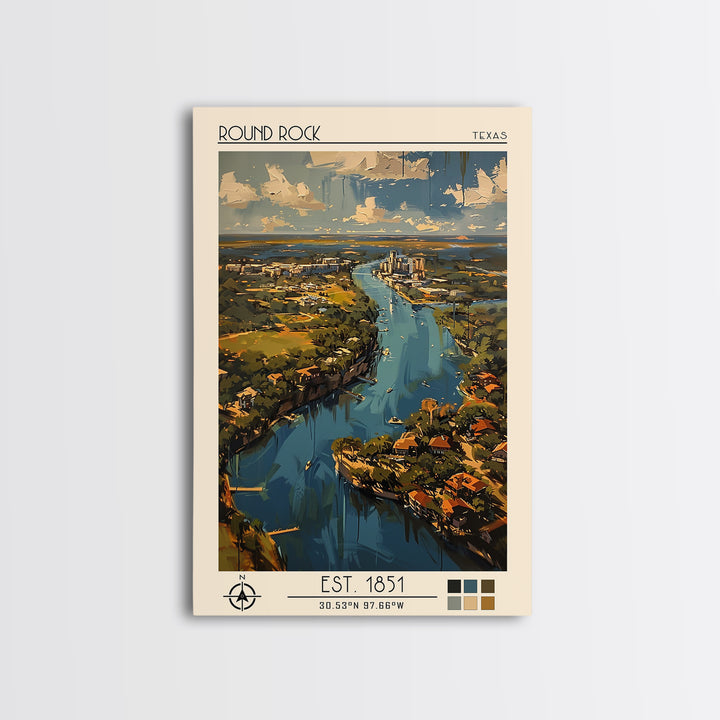 Round Rock Travel Poster, Canvas Print, Travel Prints, Landscape Art, Colorful Wall Art, Poster Print, Poster Art, Travel Wall Decor
