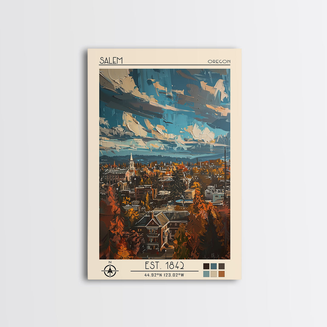 Salem Travel Poster, Canvas Print, City Travel Poster, Travel Wall Art, Living Room Wall Art, Gallery Wall Set, Vintage Travel Print